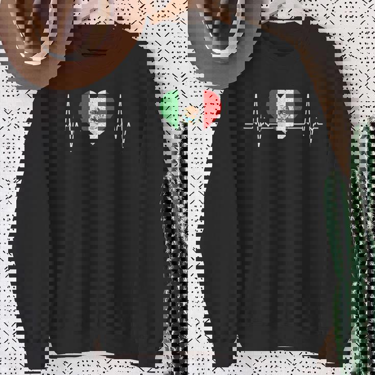 Mexico Flag Heartbeat Pulse For Mexican Independence Day Sweatshirt Gifts for Old Women