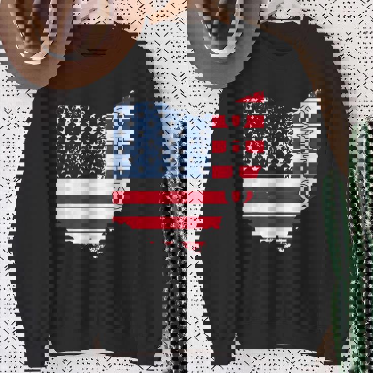 Patriotic American Flag Ohio State 4Th Of July Sweatshirt Gifts for Old Women