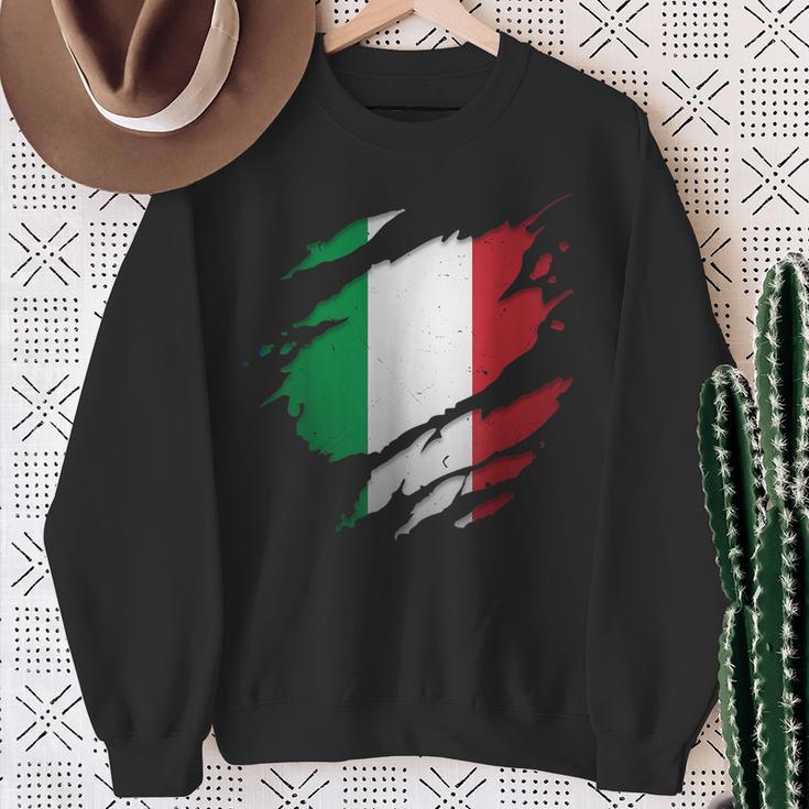 Proud Italian Italia Ripped Italian Flag Sweatshirt Geschenke für alte Frauen