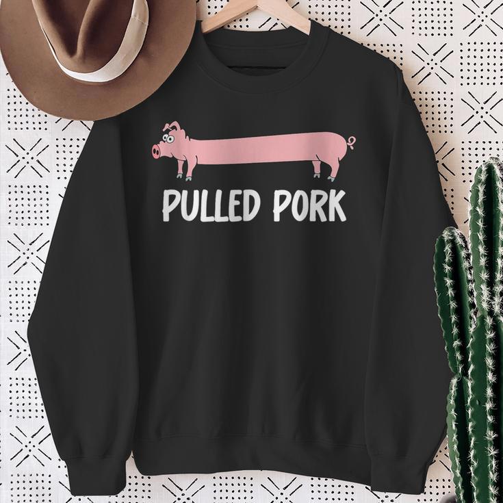 Pulled Pork Lustiges Schweinchen Bbq Sweatshirt Geschenke für alte Frauen