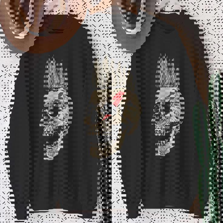 Punk Rock Skull Con Mohawk Style Punk's Not Dead Felpa Regalos para ancianas