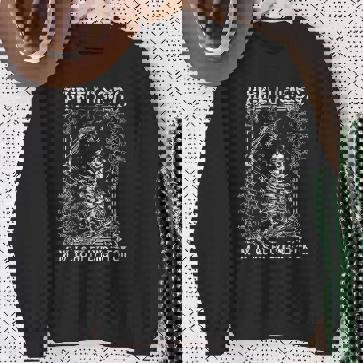 There It Goes My Last Flying Fuck Skeletons Halloween Sweatshirt Gifts for Old Women