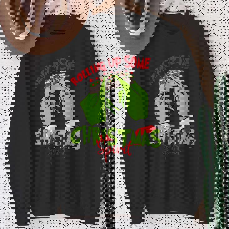 Rolling Up Some Christmas Spirit Xmas Santa Pajamas Holiday Sweatshirt Gifts for Old Women