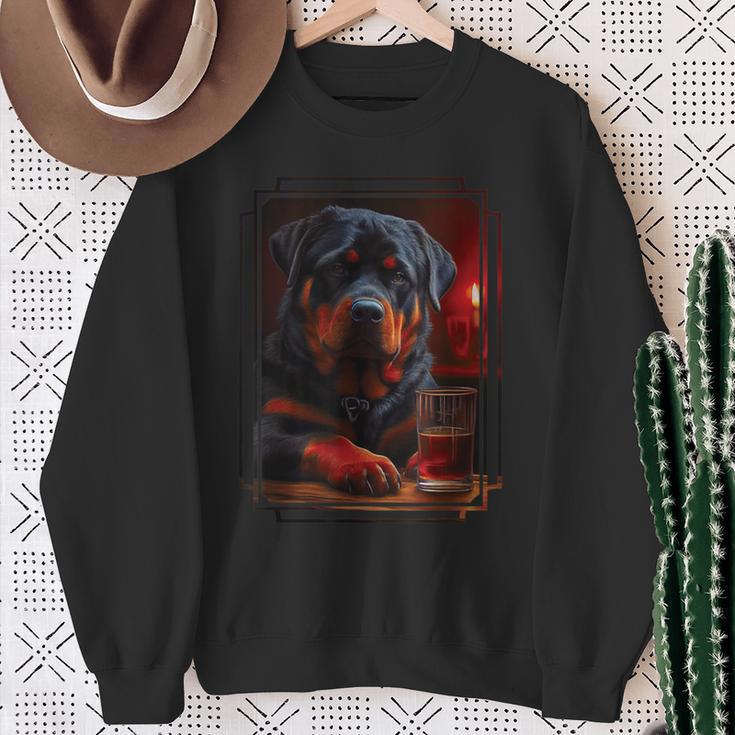 Rottweiler In Pub I Drinking Dog I Dog Bar Rottweiler Sweatshirt Geschenke für alte Frauen