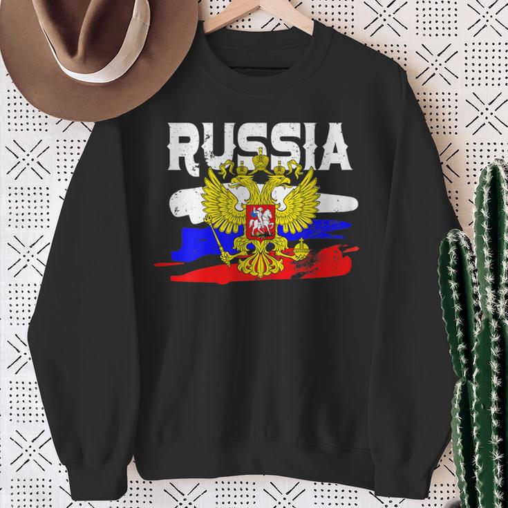 Russland Russia Russische Flagge Mit Adler Wappen Sweatshirt Geschenke für alte Frauen