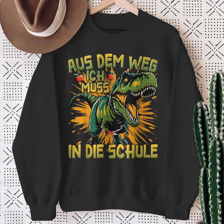 Schulkind 2024 T-Rex Dino Aus Dem Weg Ich Muss In Die Schule Sweatshirt Geschenke für alte Frauen