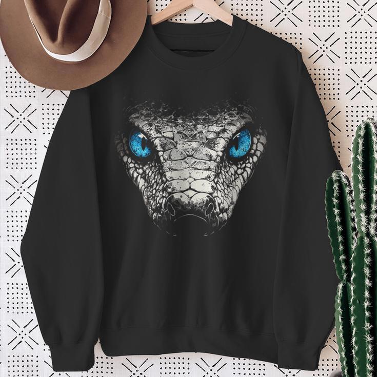 Serpiente Animal Motivo Ojos Azules Arte Serpiente Camisa de entrenamiento Regalos para ancianas