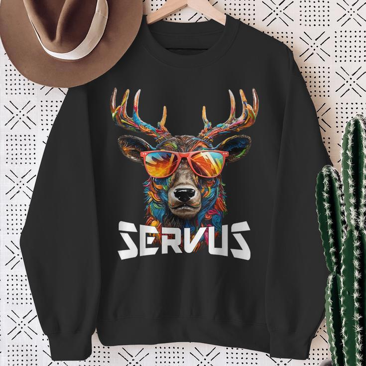 Servus Costume Costume Stag Tyrol & Bavaria Sweatshirt Geschenke für alte Frauen