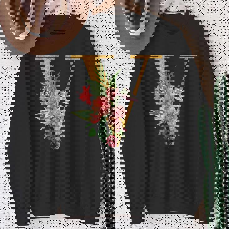 Simpatico Monogramma Iniziale Lettere Colorate Fiori Capitale Felpa Regalos para ancianas