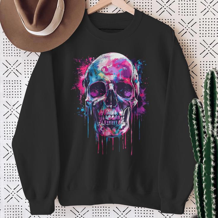 Skeleton Skull Biker Rocker Skull Punk Rock Sweatshirt Geschenke für alte Frauen