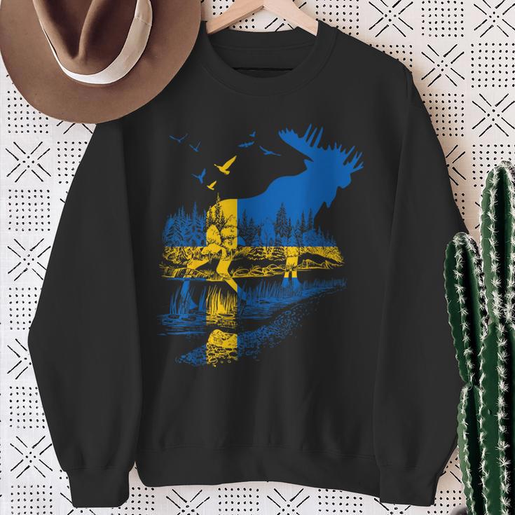 With Sweden Flag Flag Elk Län Sweden Sweatshirt Geschenke für alte Frauen