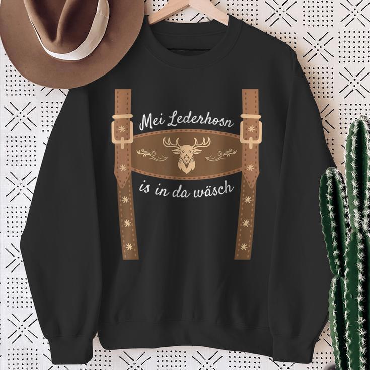 Trachten Dirndl Ersatz Bayrische Tracht Mei Lederhosn Is In Da Wasch Leather Trousers Replacement Lederhosn Short Sleeve Sweatshirt Geschenke für alte Frauen