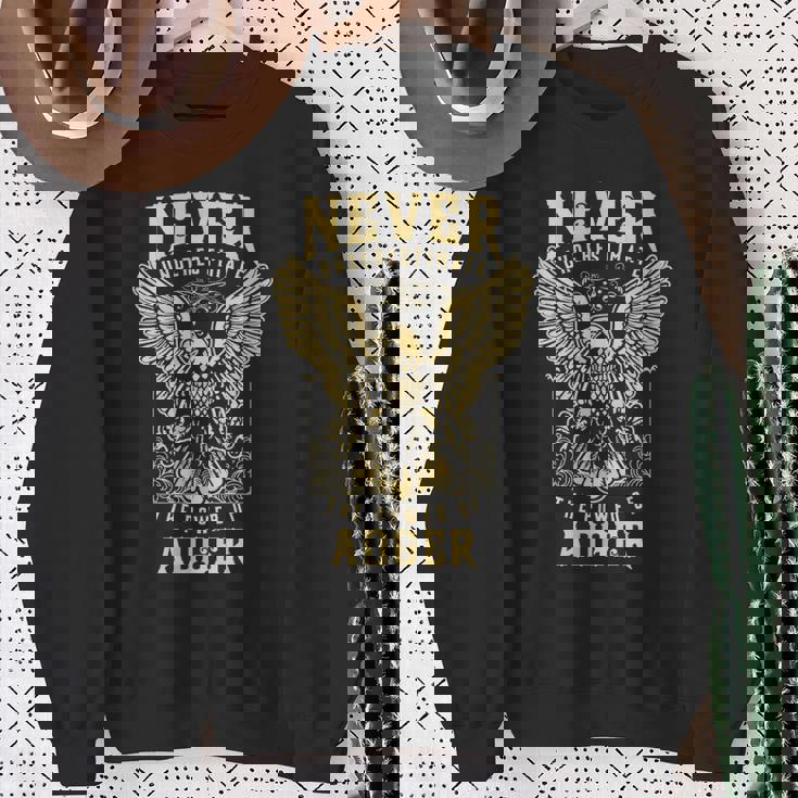 Never Underestimate The Power Of Adger Personalized Last Name Sweatshirt Gifts for Old Women