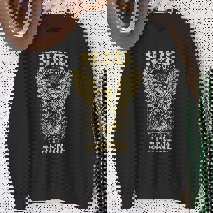 Never Underestimate The Power Of Anand Personalized Last Name Sweatshirt Gifts for Old Women