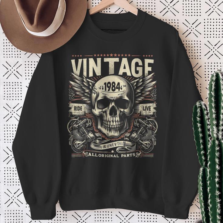 Vintage 1984 Born 1984 Birthday Skull Biker Motorcycle Sweatshirt Geschenke für alte Frauen