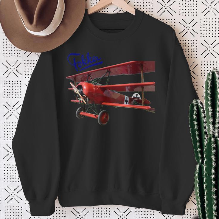 Vintage Car Aeroplane Fokker D3 Triplane Red Baron Ww1 Sweatshirt Geschenke für alte Frauen