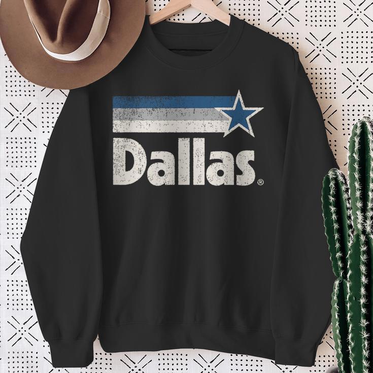 Vintage Dallas Texas City Strong Dallas Tx Blue Stripes Star Sweatshirt Geschenke für alte Frauen