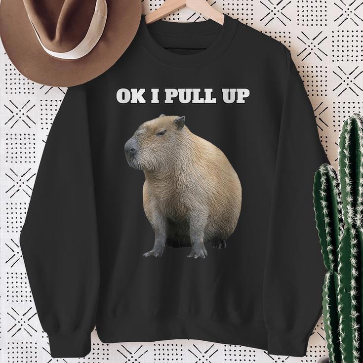 Vintage Ok I Pull Up Capybara Sweatshirt Geschenke für alte Frauen