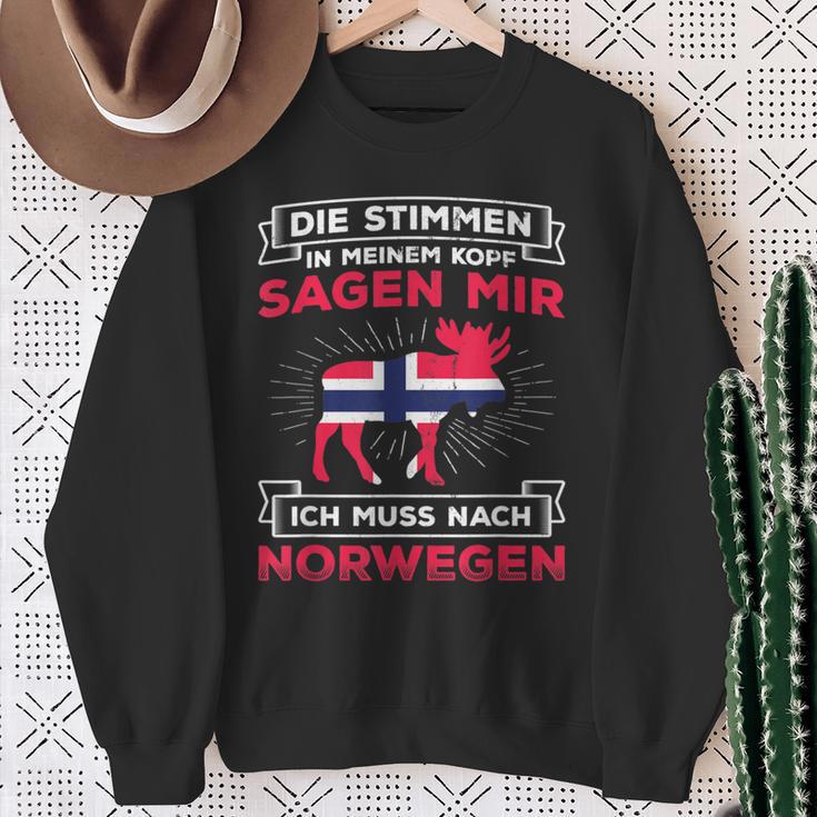 Voices Sagen Ich Muss Nach Norway Elk Flag Norway Sweatshirt Geschenke für alte Frauen