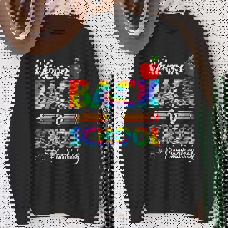 Welcome Back To School Lunch Lady Cafeteria Tie Dye Leopard Sweatshirt Gifts for Old Women