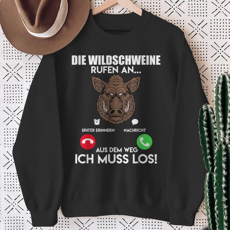 Wildschweinjagd Die Wildschweine Rufen An Muss Los Jäger Sweatshirt Geschenke für alte Frauen