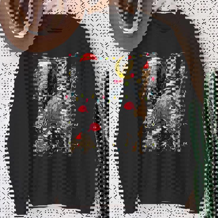 Zoo Animals Christmas Lights Jungle Zookeeper Safari Theme Premium Sweatshirt Gifts for Old Women