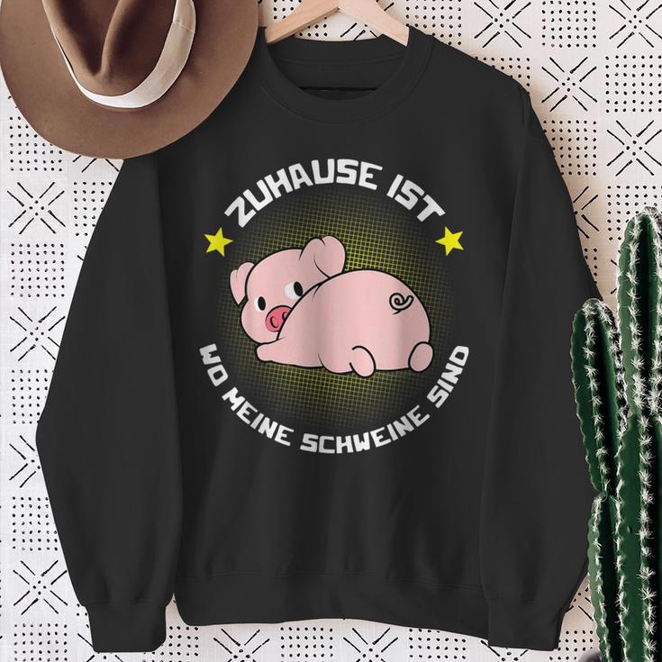 Zuhause Ist Wo Meine Schweine Sind Für Bauern & Farmers Sweatshirt Geschenke für alte Frauen