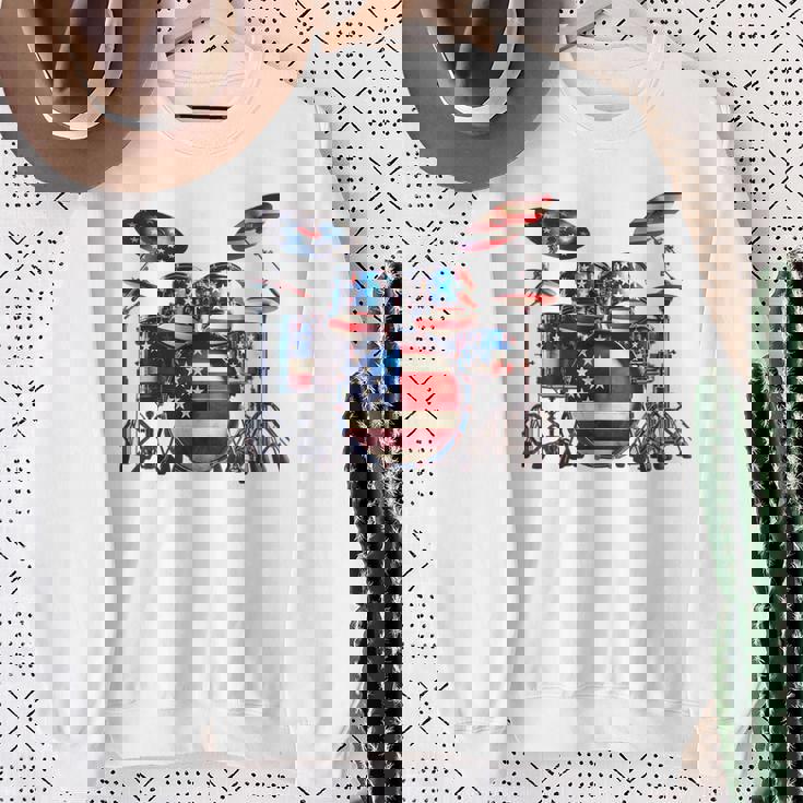 American Flag Drum Drumset 4Th Of July Usa Patriotic Drummer Sweatshirt Gifts for Old Women