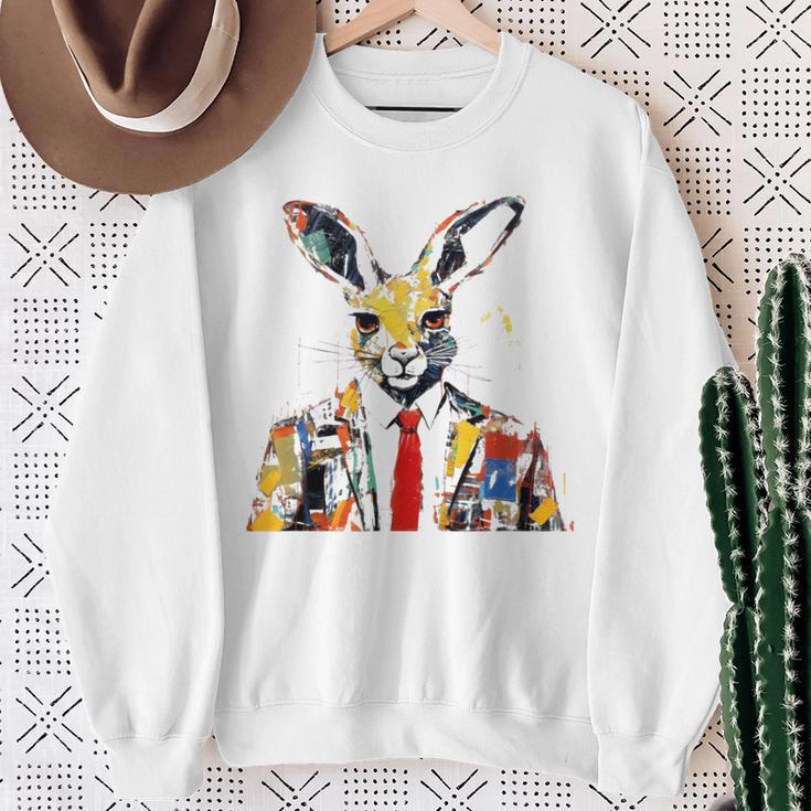 Buntes Kaninchen Mit Krawatte Sweatshirt Geschenke für alte Frauen