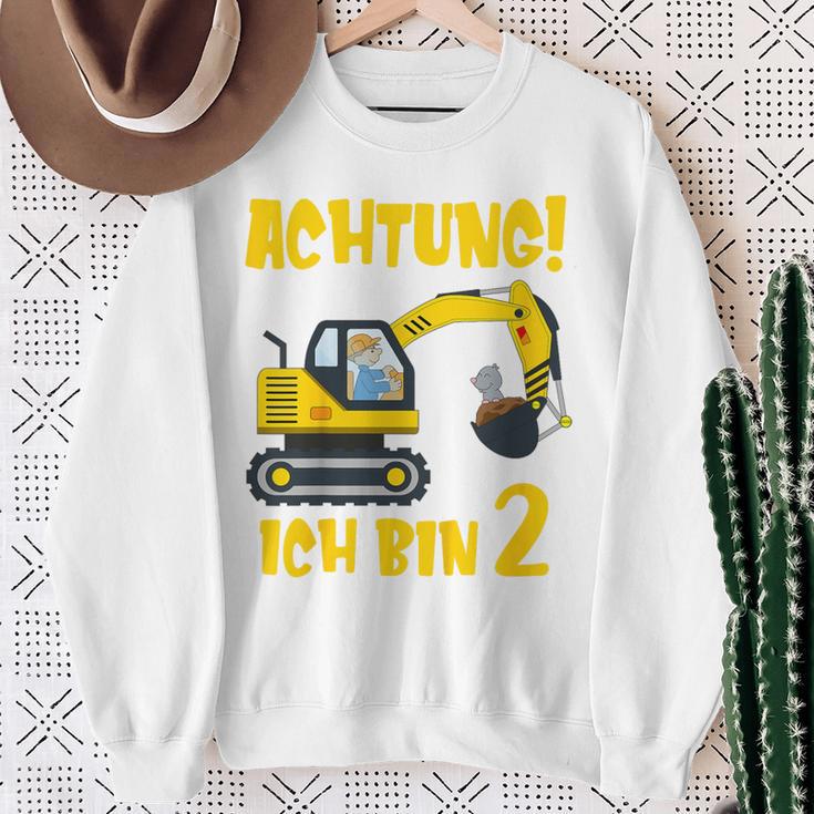 Children's Achtung Ich Bin 2 Jahre Alt Bagger Zum 2Nd Birthday Boys Sweatshirt Geschenke für alte Frauen