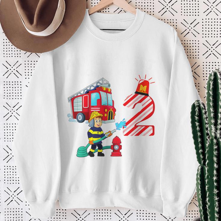 Children's Birthday Feuerwehr Aufgepasst Ich Bin Jetzt 2 Jahre Sweatshirt Geschenke für alte Frauen