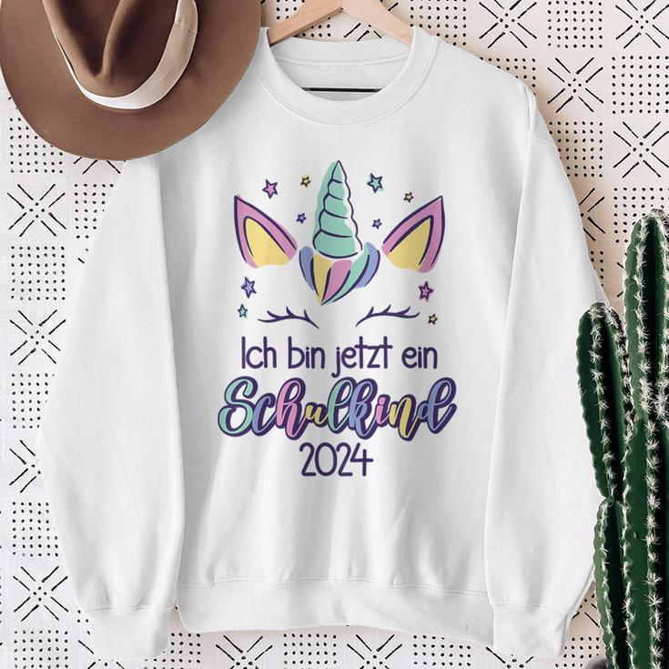 Children's Hurra Ich Bin Jetzt Ein Schulkind 2024 Unicorn First Day At School Sweatshirt Geschenke für alte Frauen