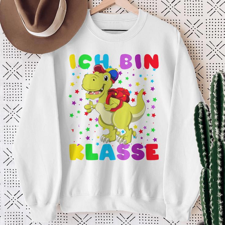 Children's Ich Bin 1 Class Dino Mit Schulsack Sweatshirt Geschenke für alte Frauen