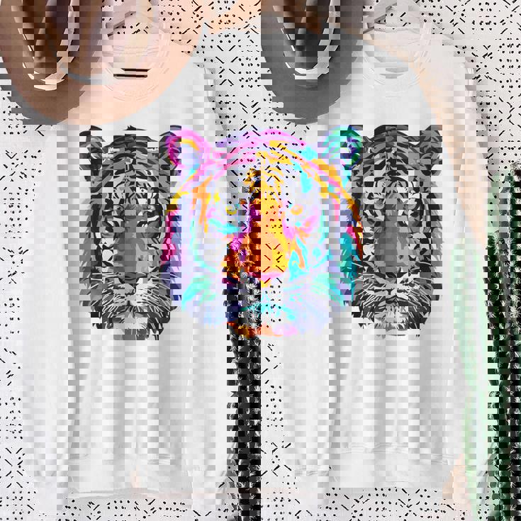 Colorful Tiger Graphic Sweatshirt Gifts for Old Women
