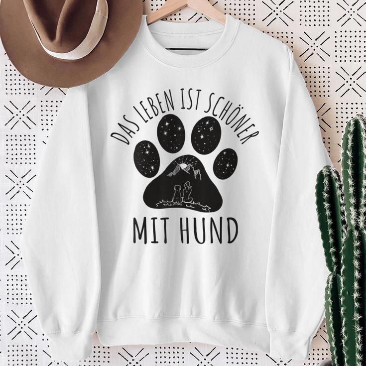 Das Leben Ist Schöner Mit Hund Gray Sweatshirt Geschenke für alte Frauen