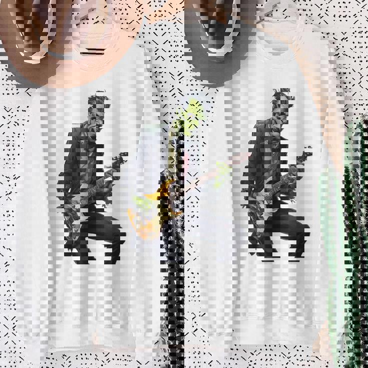 Halloween Cool Monster Playing Electric Guitar Sweatshirt Gifts for Old Women