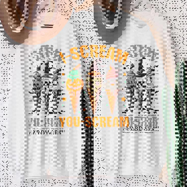 Halloween Ice Cream I-Scream You-Scream Everybody Scream Sweatshirt Gifts for Old Women