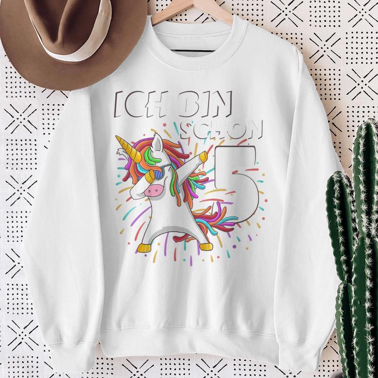 Ich Bin Schon Fünf Einhorn Dab 5Th Birthday Sweatshirt Geschenke für alte Frauen