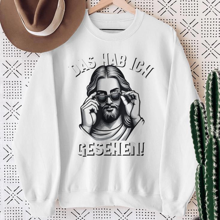 Jesus & Jesus Meme Das Hab Ich Gessehen Jesus Gray Sweatshirt Geschenke für alte Frauen