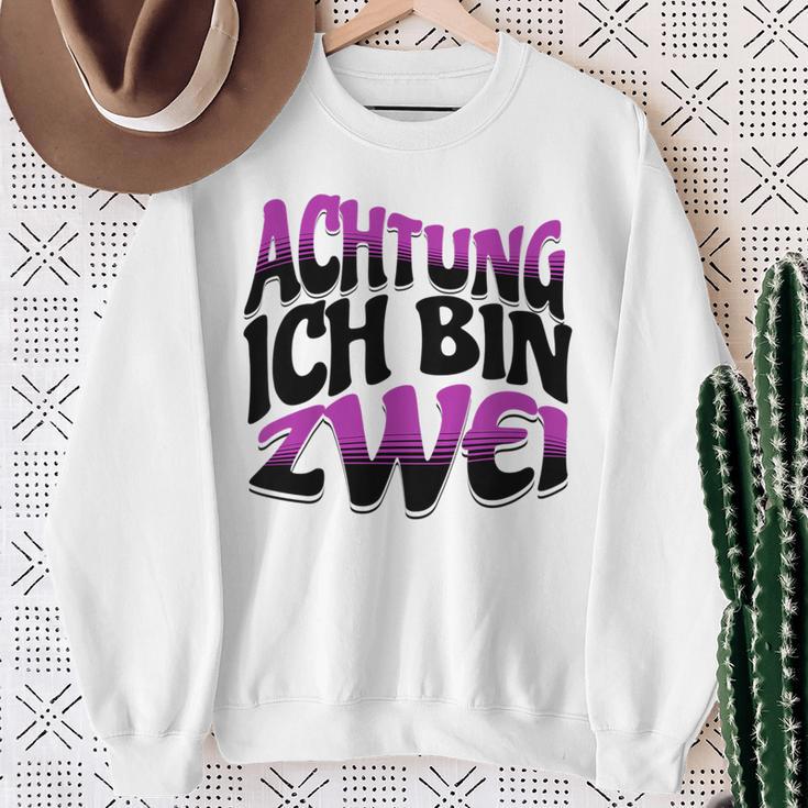 Kinder Achtung Ich Bin Zwei Geburtstag 2 Geburtstagsfeier Sweatshirt Geschenke für alte Frauen