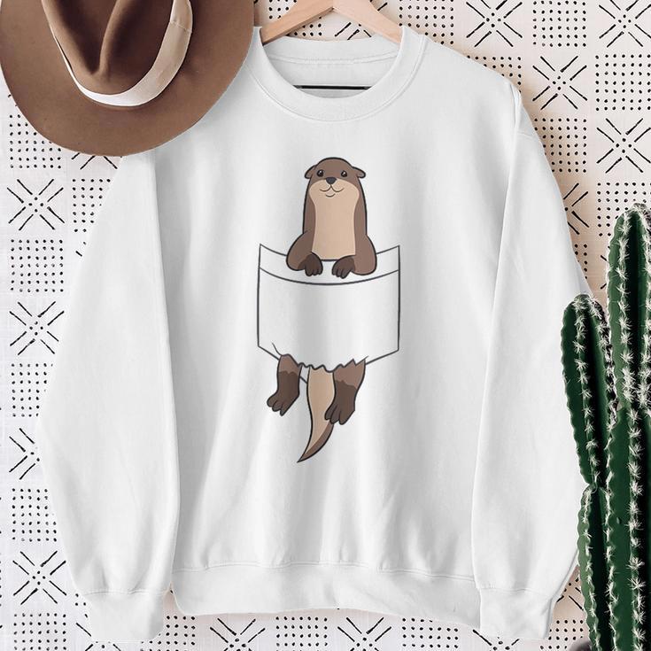 With Otter In Der Tasche Seeotter Liebe Otter Gray Sweatshirt Geschenke für alte Frauen