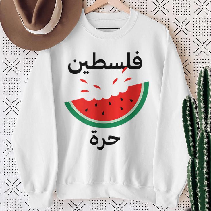 Palestine Map Watermelon Arabic Calligraphy Sweatshirt Geschenke für alte Frauen