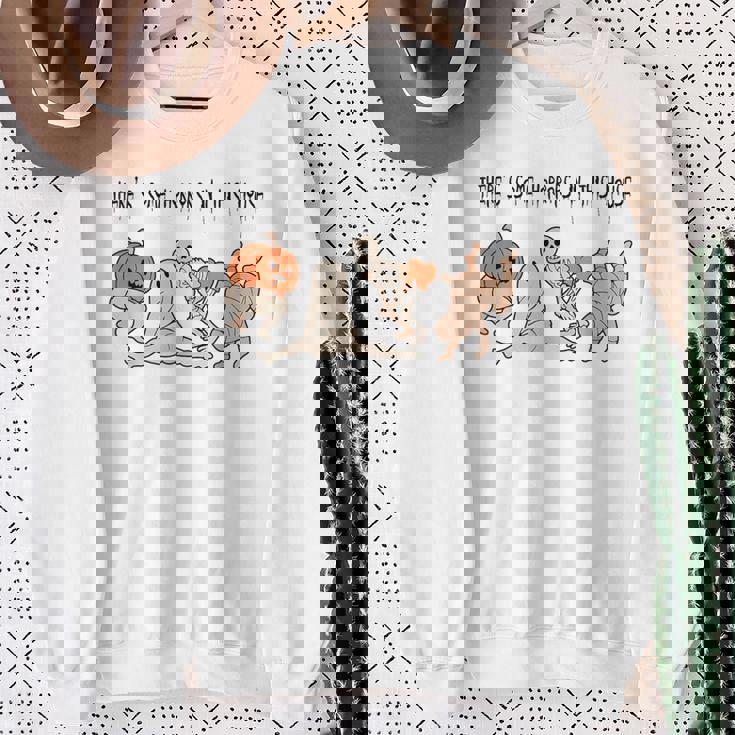 There's Some Horrors In This House Ghost Halloween Sweatshirt Gifts for Old Women