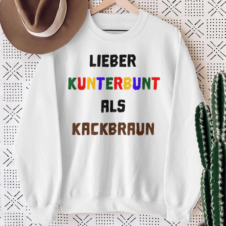 Viel Kunterbunt Gegen Rechts Tolerance Refugge Sweatshirt Geschenke für alte Frauen