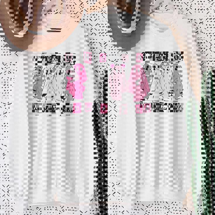 On Wednesday We Wear Cute Pink Ghost Halloween Sweatshirt Gifts for Old Women
