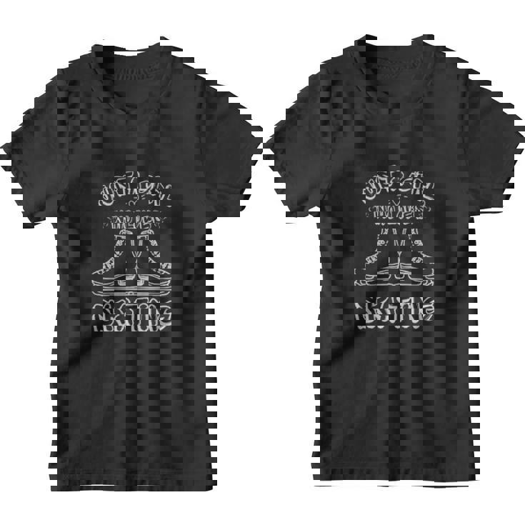 Kids Just A Girl Who Loves Skating Distressed Cute Girls Birthday Youth T-shirt