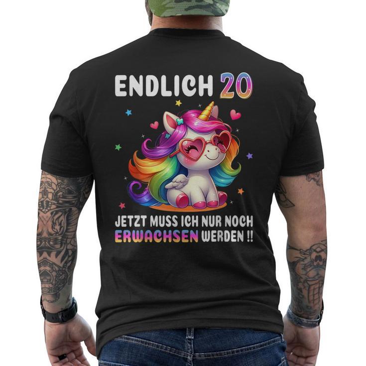 20 Geburtstag Geschenke Frau 20 Jahre Einhorn Party Outfit T-Shirt mit Rückendruck