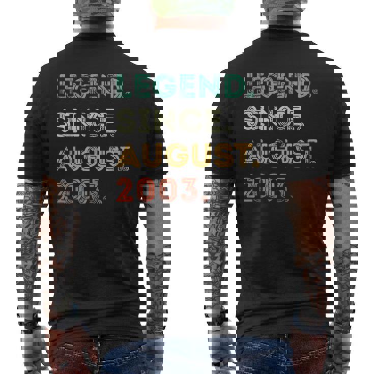 21 Years Old Legend Since August 2003 21St Birthday Men's T-shirt Back Print