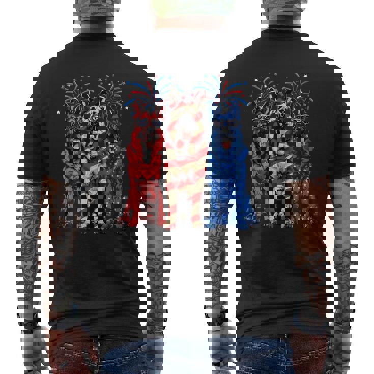 4Th Of July German Shepherd American Flag Red White And Blue Men's T-shirt Back Print
