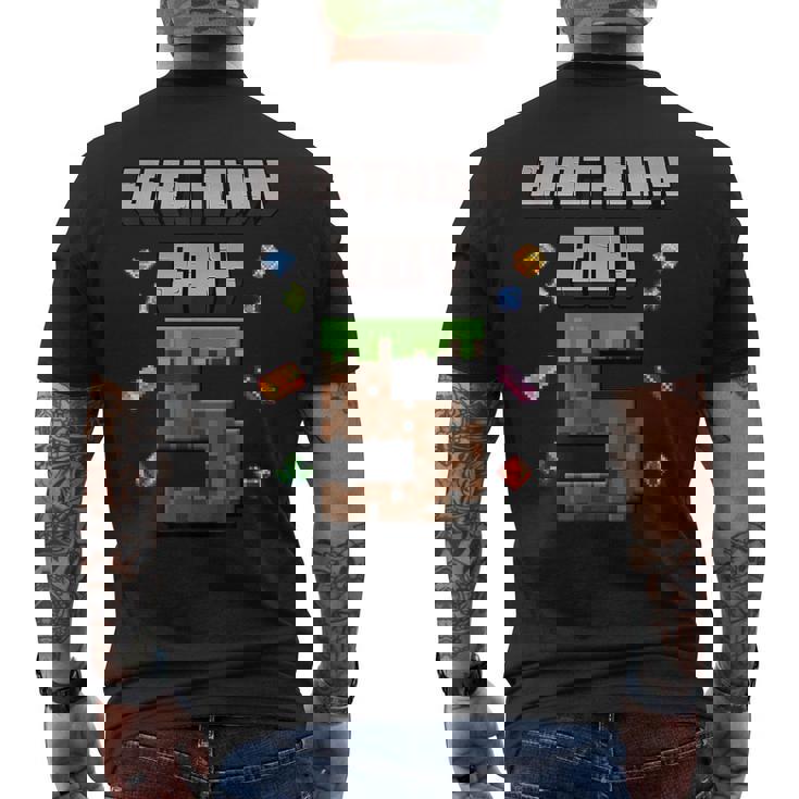 5Th Birthday 5 Years Old Video Gamer Pixel Birthday Boys Men's T-shirt Back Print
